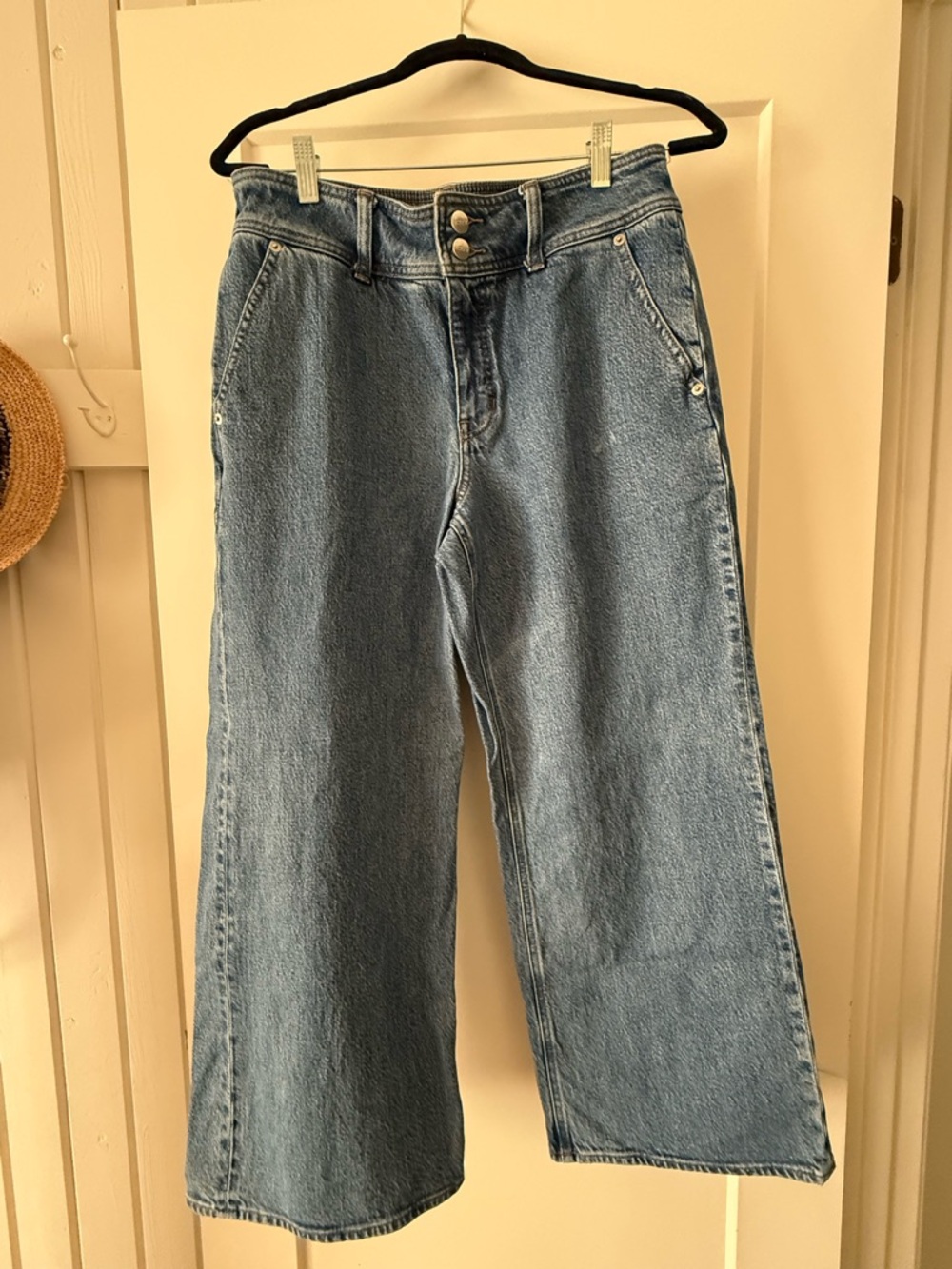 J. Crew Wide-Leg High-Rise Jeans in Light Blue Denim